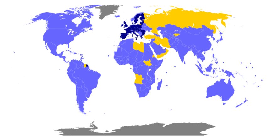 Países comprometidos con el Acuerdo de París. Azul claro, firmado y ratificado. Azul oscuro, Unión Europea (firmado y ratificado). Amarillo, firmado y no ratificado. En 2017 Estados Unidos anunció su retirada. Países comprometidos con el Acuerdo de París. Azul claro, firmado y ratificado. Azul oscuro, Unión Europea (firmado y ratificado). Amarillo, firmado y no ratificado. En 2017 Estados Unidos anunció su retirada.